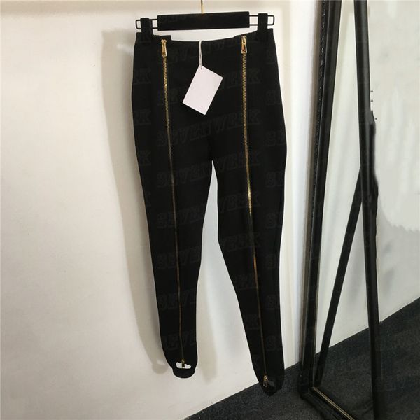 Kadınlar için çift fermuarlı tozluk pantolonu moda moda ince taytlar siyah legging pantolon