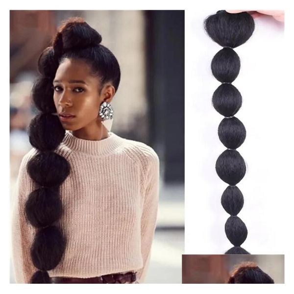 Pferdeschwänze 30 Zoll High Puff Afro Kinky Straight Bubble Dstring Pferdeschwanz Clip in Simation Human Hair Bundle 1B Drop Delivery Produkte Dhfev