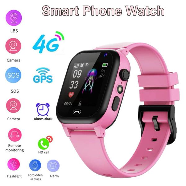 Relógios crianças 4g relógio inteligente sos gps localização chamada de vídeo cartão sim para crianças smartwatch câmera à prova dwaterproof água relógio para meninos meninas relojes