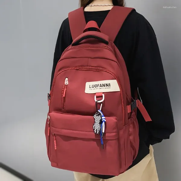 Zaino Ragazza Rosso Ad alta capacità Impermeabile College Cool Donna Uomo Nylon Moda Libro Borsa da scuola Donna Uomo Viaggio Donna Laptop