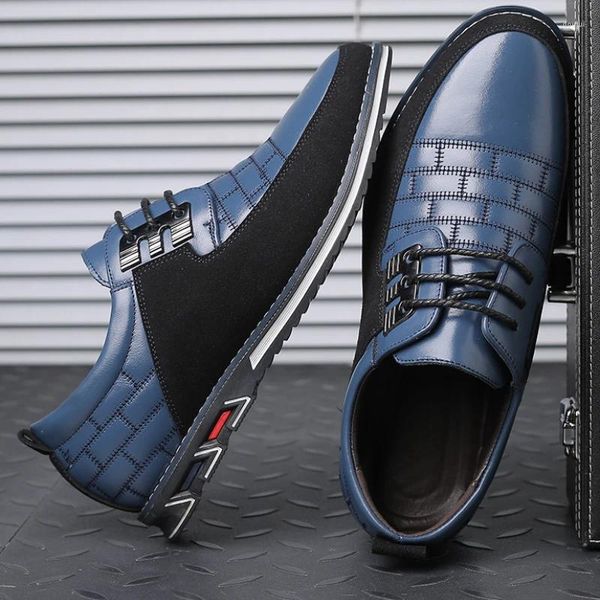 Sapatos casuais de couro para homens outono dedo do pé redondo rendas tamanho grande trabalho condução deslizamento em zapatos de hombre elegantes