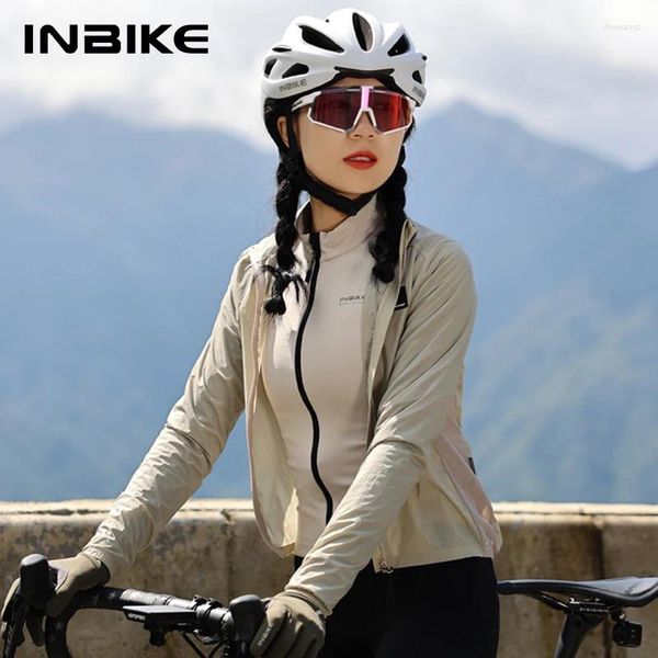 Rennjacken Inbike Women Radsportwindternen Windjäger schnell trocknend Frühling-Autumn MTB Langarmed Top Clothing Road Mountain Bike Jacke für