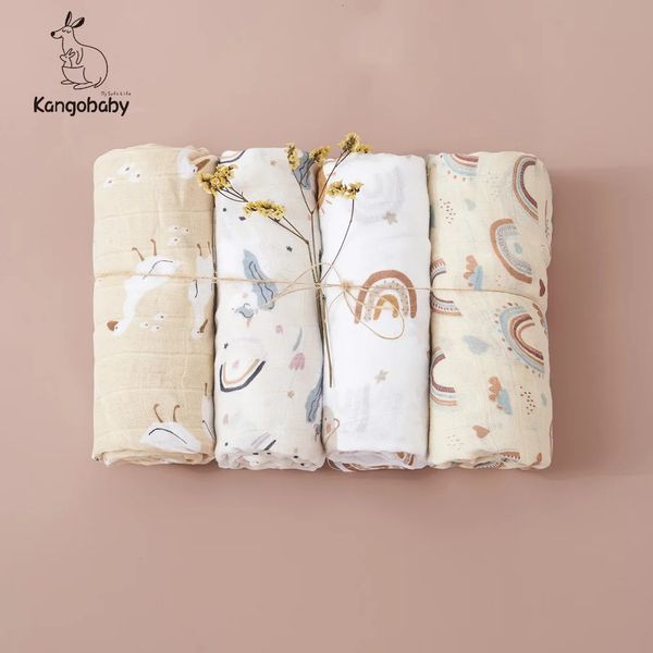 Kangobaby Set regalo da 4 pezzi in cotone 100% #My Soft Life# Coperta in mussola con design per tutte le stagioni 240313