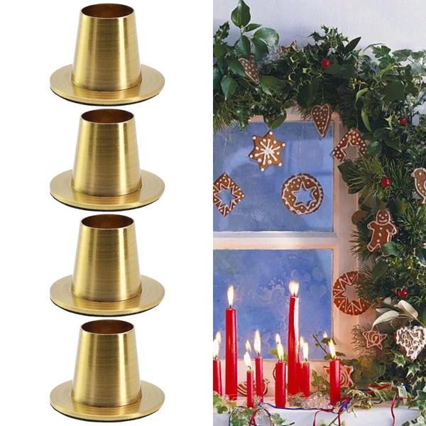 Kerzenhalter 4 Stück 22 mm Öffnung Metallhalter Dekorativer Kerzenständer Säulenplatte Sockelständer für Wachskerzen Hochzeitsfeier