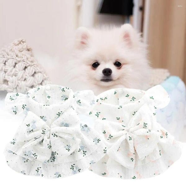 Vestuário para cães Bowknot Princesa Saia Vestido Adorável Macio Confortável Floral Impressão Pet Filhote de Cachorro Desgaste Diário