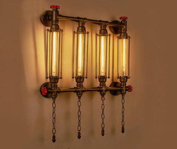 e27 Edison Loft Промышленная труба из кованого железа Светодиодная лампа Светодиодная лампа Настенный светильник Настенный светильник Бра для бара Фойе Спальня LLFA3837916