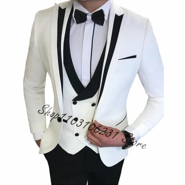 Maßgeschneiderte Bräutigam Smoking 3 Stück Slim Fit Männer Anzüge Prom Hochzeit Casual Männliche Anzüge Blazer Weste Hosen Trajes De hombre 34nb #