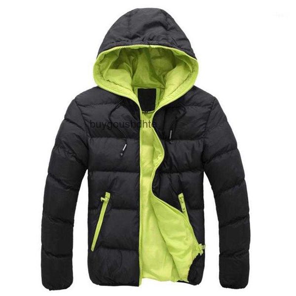 Herren Daunen Parkas 2021 Winter Mode Marke Plus Größe Jacke Herren Solide Street Kapuze Dick Wattierte Puffer Blase Mantel männer Kleidung1