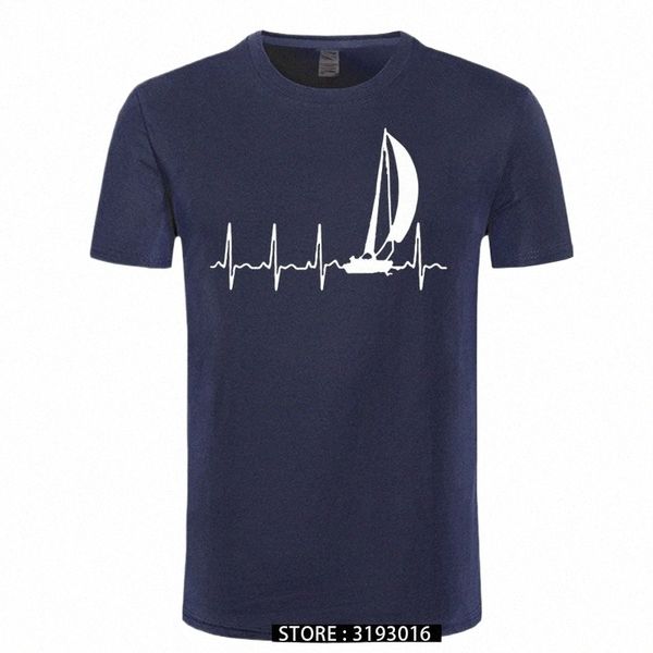 Segel-T-Shirt segeln in einem Herzschlag T-Shirt Sommer Grafik Tee Shirt süß 100 Cott Short Sleeve Mens T-Shirt P8TR#