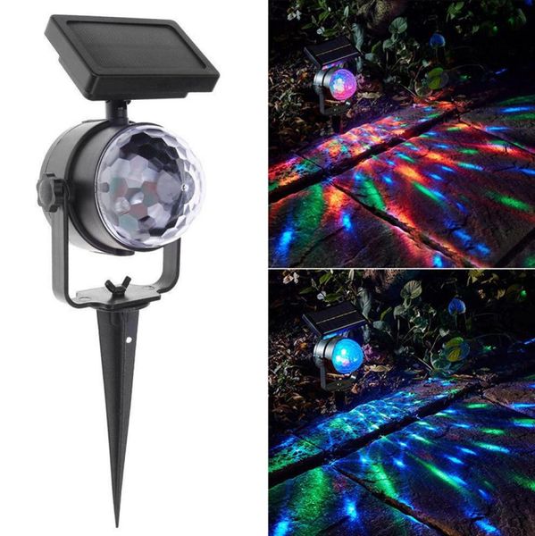 Lâmpada rotativa solar rgb cristal bola mágica discoteca palco festa de natal ao ar livre jardim gramado projetor laser light9744444