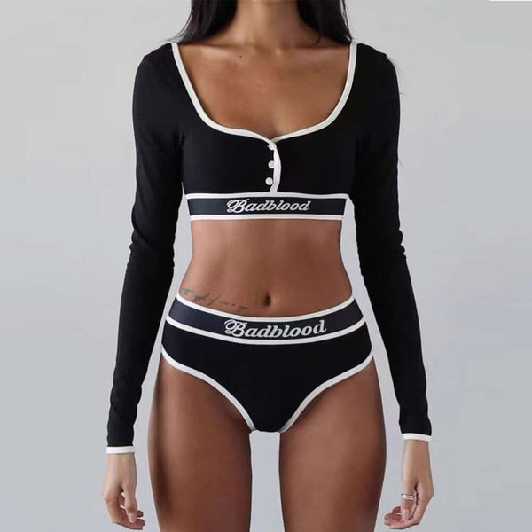 Badflood curto manga comprida camiseta para nicho feminino picante menina regata para feminino moda americana casual esportes dança bra7