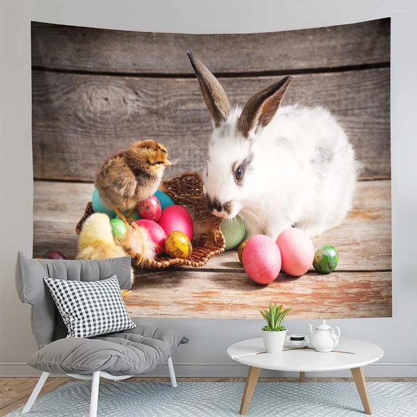 Wandteppiche, Wandteppich, Motiv: Frohe Ostern, Wildtier, Wandbehang, Dekor, Schlafzimmer, Zuhause, Wohnzimmer, Wohnheim