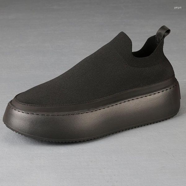 Freizeitschuhe Koreanische Version des Modetrends Dicke Sohlen-Plattform-Männer mit Webmaschen-Lazy One Foot In Tide