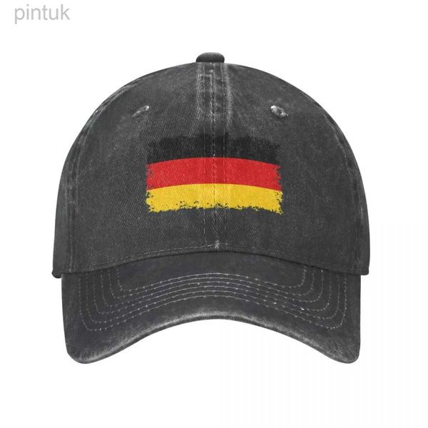 Ballkappen Vintage deutsche Deutschland-Flagge Baseballkappe Unisex-Stil Distressed Washed Kopfbedeckung Outdoor Laufen Golf Verstellbare Hüte Kappe 24327
