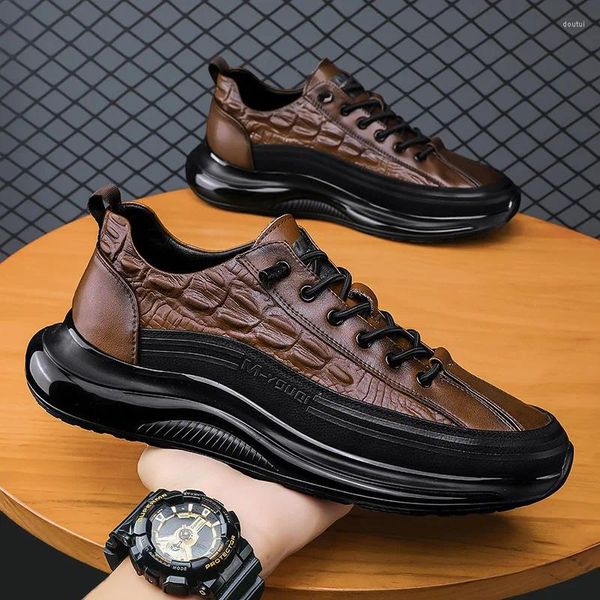 Casual Schuhe Outdoor Herren Walking Vulkanisierte PU Leder Jogging Turnschuhe Alligator Muster Männliche Plattform Schnüren Trainer