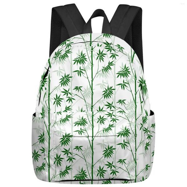 Mochila Planta Bambu Verde Branco Mulheres Homem Mochilas À Prova D 'Água Escola de Viagem para Estudantes Meninos Meninas Laptop Pacote de Livro Mochilas