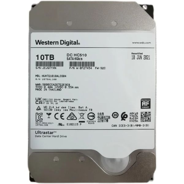 Диски оригинального бренда WD 10 ТБ Ultrastar DC HDD 7200 об/мин 256 МБ кэша SATA III 3,5-дюймовый жесткий диск для мониторинга настольных серверов