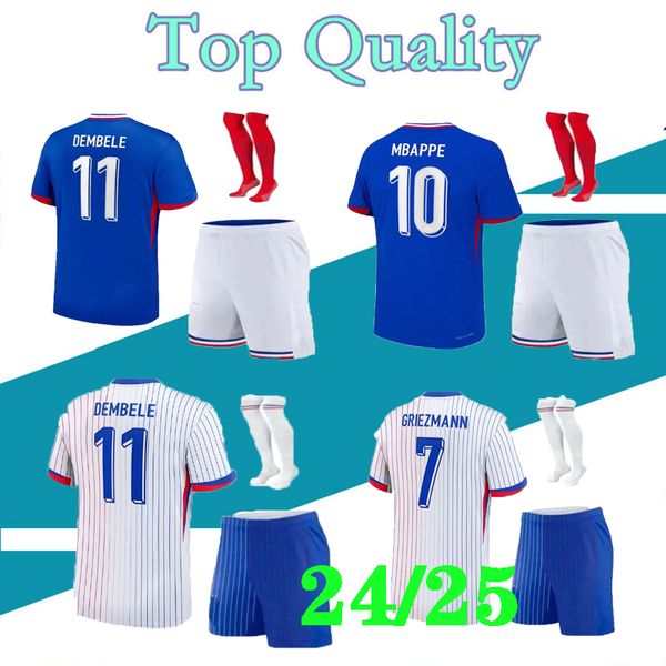 24 25 BENZEMA MBAPPE GRIEZMANN Fußballtrikots 2024 FRANKREICH KANTE POGBA ZIDANE GIROUD MATUIDI VARANE PAVARO Ausrüstung Maillot de Fußballtrikot Herren Kinderset Set