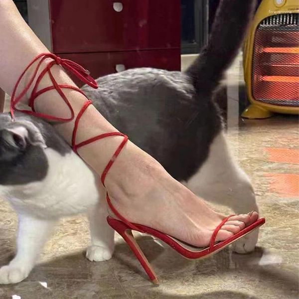 Сандалии в Риме, пикантные женские модельные туфли на высоком каблуке, мода 2024, летние туфли-лодочки на шнуровке для прогулок и вечеринок, Femme Zapatillas