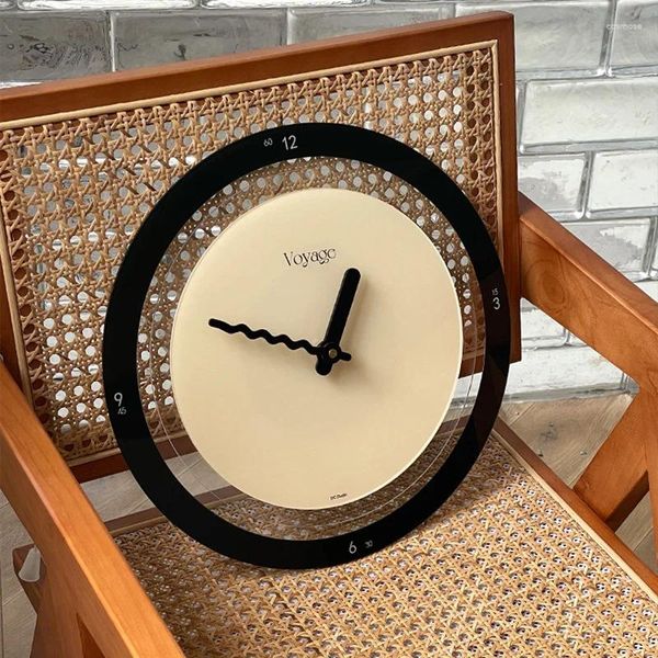 Orologi da parete Orologio nordico moderno in acrilico INS Silenzioso cornice nera crema al quarzo Ristorante Caffetteria Soggiorno Ufficio Decorazioni per la casa