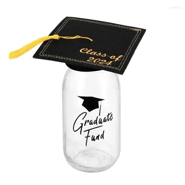 Bottiglie Vaso per soldi per laurea 2024 Contenitore per caramelle con coperchio per cappello Kit centrotavola decorativo