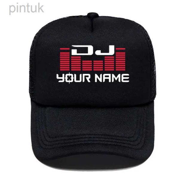 Ballkappen DJ Ihr Name Benutzerdefinierter Druck Damen Herren Baseballmütze Hip Hop Outdoor Sonnenhut Verstellbare Sportkappen in Mesh-Hut Trucker-Hut 24327