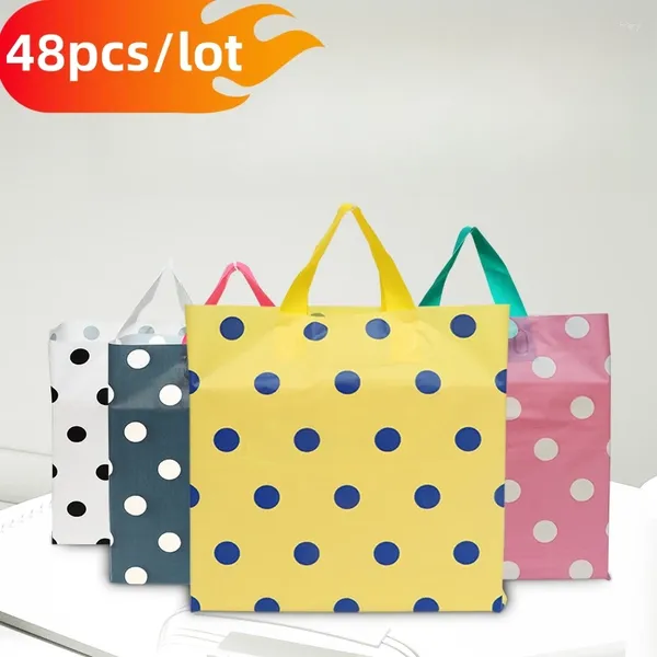 Hediye Sargısı 48pcs Buzlu Polka Dot Tote Çanta Kalın Giyim Mağazası Ambalaj Çantaları İş Malzemeleri