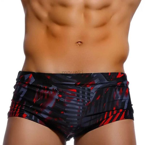 Herren-Bademode, Herren-Bademode, brasilianischer traditioneller Schnitt, Badeanzüge, Schwimm-Bikini, Surf-Boxershorts, Boardshorts, Badehose, Schwarz und Rot, Sunga 24327