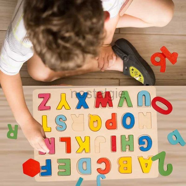 Giocattoli di intelligenza Montessori Giocattoli Matematica 3D Alfabeto Numero Puzzle in legno Insegnamento del bambino Apprendimento precoce Educativo per bambini Bambino 24327
