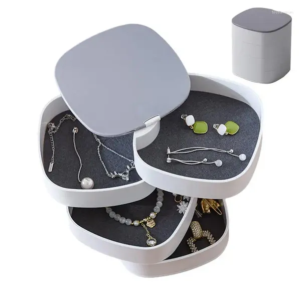 Garrafas de armazenamento caixa de jóias rotativa rack de maquiagem pulseira brinco redondo caixas organizadoras de plástico multi-camada titular exibição