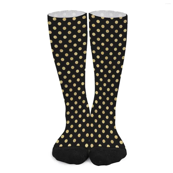 Frauen Socken Gold Dot Elegante Polka Dots Freizeit Strümpfe Herbst Rutschfeste Mädchen Qualität Muster Outdoor Sport