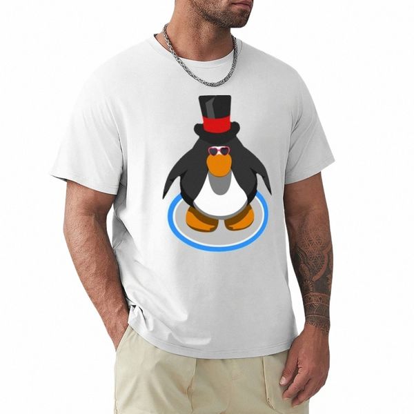Club Penguin Schwarz Lg T-Shirt Sommer Top süße Kleidung übergroße Bluse schwere T-Shirts für Männer J30P #
