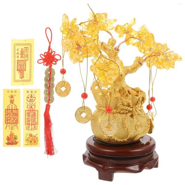 Dekorative Blumen künstlicher Baum Geld Pflanze Indoor Edelstein Fortune Chinesische Ornamente Dekoration Dekorationen