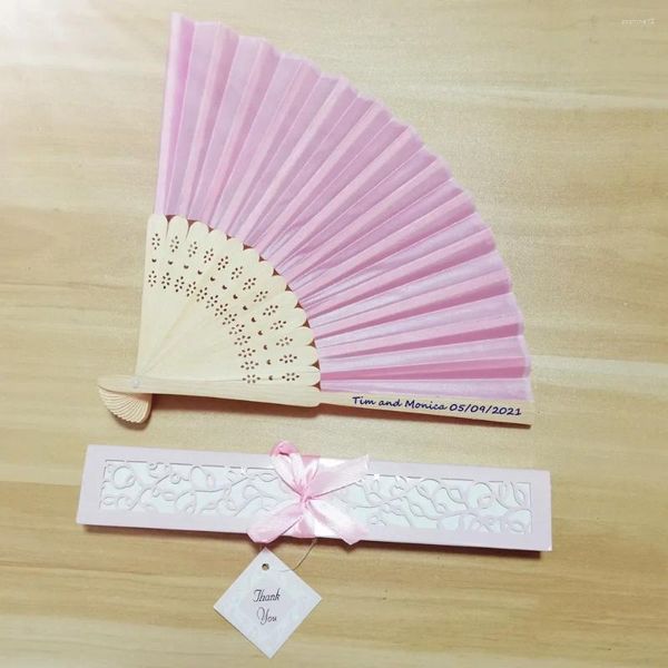 Dekoratif figürinler 100pcs beyaz el fan gravür baskı kişiselleştirilmiş isimler 