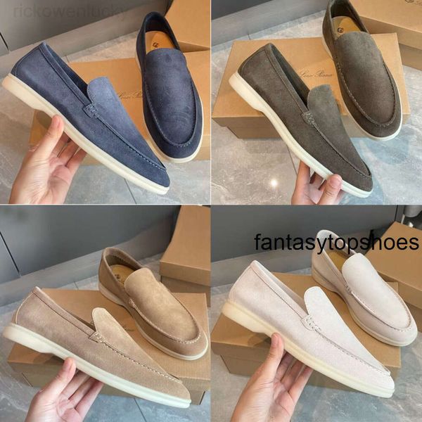 Scarpe Loro Piano LP Top Scarpe casual da uomo mocassini piatti bassi scamosciati oxford in pelle di mucca Mocassini estate passeggiata comfort mocassino slip on mocassino suola in gomma appartamenti EU3845 T