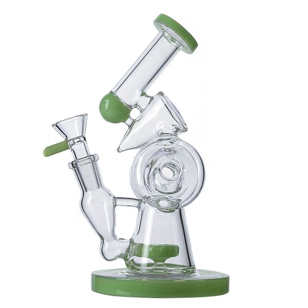 Geschlitzter Donut-Perkolator, Doppel-Recycler, 7,8-Zoll-Beiwagen, 4 mm Dicke, 14 mm Innengewinde, Glasbong mit Glasschale XL-320