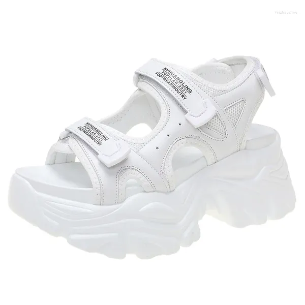 Platform Kama Sandalet Spor ayakkabıları Yaz Peep-Toe Kadın Moda Kadın 8cm Topuklu Alt Alt Sandal Sıradan Plaj Flip Flips 140 24 583