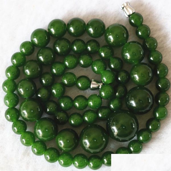 Chokers Pedra Natural Taiwan Verde Jades Calcedônia 6-14mm Pedras Redondas Colar para Mulheres Cadeia Gargantilha Jóias 18 polegadas B625-2 Dr Ottxa