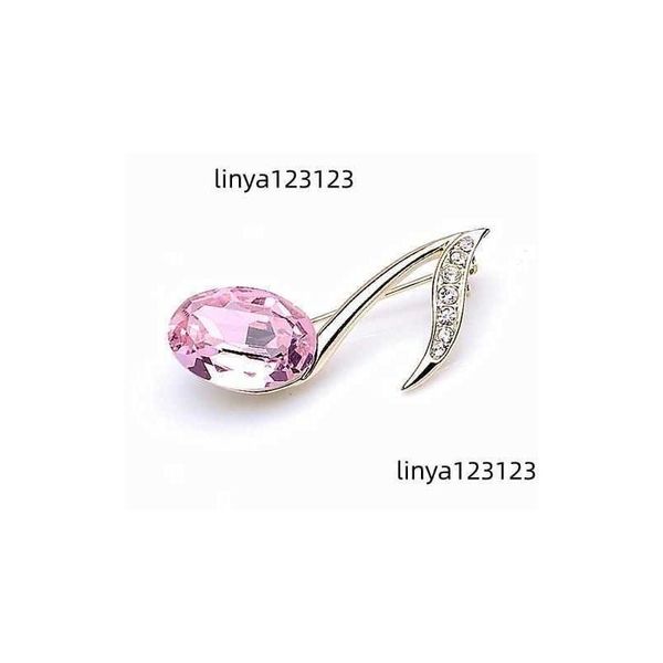 Pins Broschen Vergoldete Strass Diamante Und Rosa Glas Kristall Musik Note Kleine Pin Brosche Drop Lieferung Schmuck Dhzgk