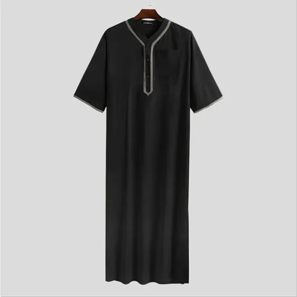 Männer Casual Hemden Lose Muslimischen Kaftan Roben Männer Langarm Mode Jubba Thobe Mann Freizeit Einfarbig Muster Islamische Kleidung