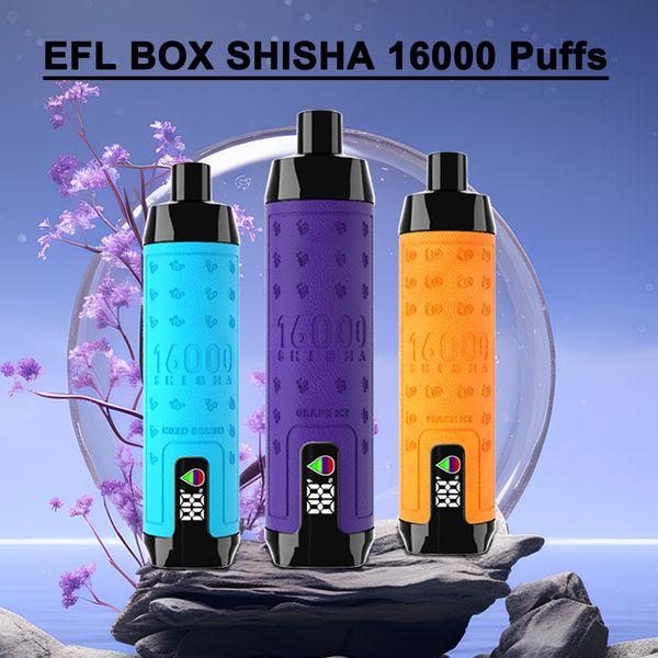 Vape descartável 16000 puffs SHISHA 16K Vapes Digital Box Vape Pen Kits de dispositivos descartáveis ​​E sabores de cigarro 600mAh Bateria 28ml Pod Big Vapor