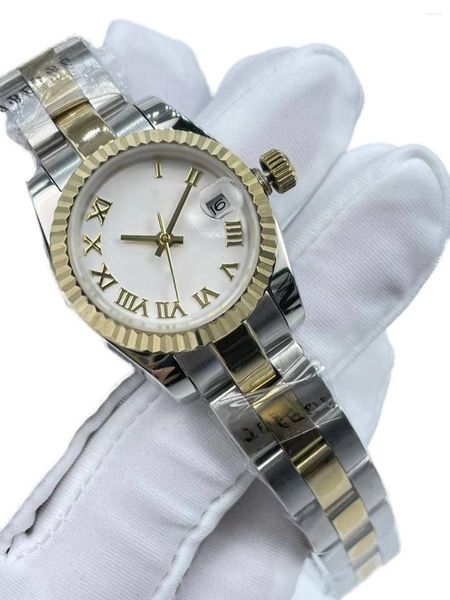 Наручные часы «Модные женские часы: механические часы диаметром 26 мм с окошком календаря и уникальным дизайном»