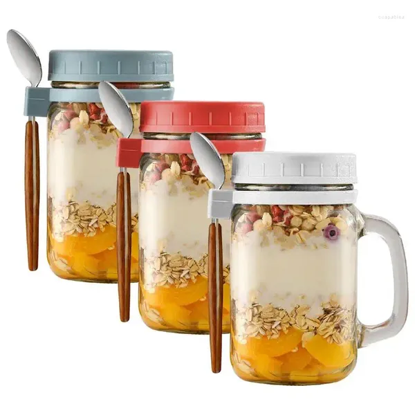 Vorratsflaschen 2 Stück Overnight Oats Gläser Joghurtbecher mit Deckel Luftdichtes Glas für Müslibehälter Obstsalat Konservierungsmittel