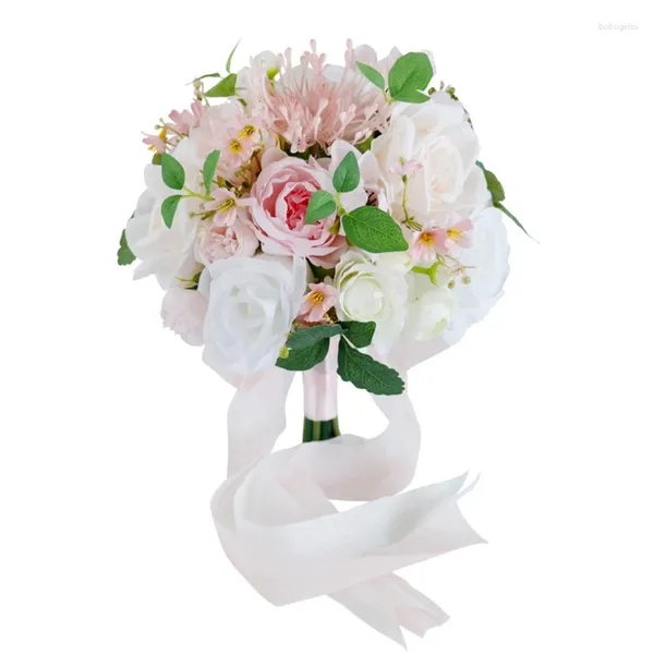 Flores decorativas lindas flores artificiais portáteis noivas ajustadas para banquetes de casamento