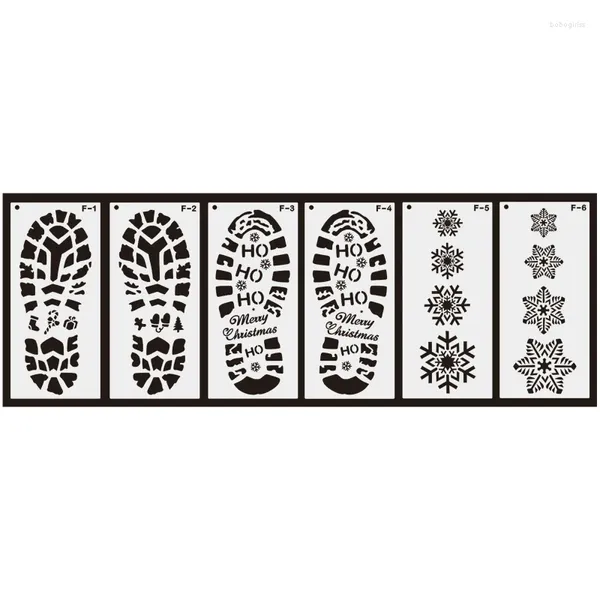 Adesivi per finestra ritaglio stampa scarpa di Babbo Natale set da 6 pezzi stencil artigianali riutilizzabili per decorazioni per la casa Dropship