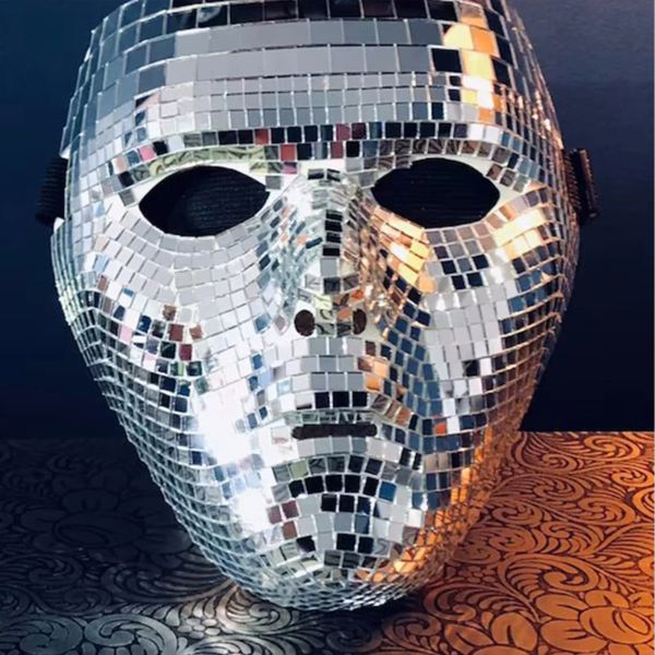Maschere Party Disco Ball Glitter Maschera per il viso Festival Maschere in maschera per vetro a specchio per feste per DJ Stage Bar Decorazione per feste