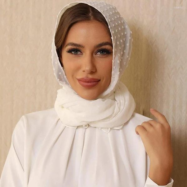 Sciarpe Musulmane Piantare Palla Sciarpa Hijab in chiffon Donna Lunga tinta unita Avvolgente per la testa per Hijab Velo Jersey