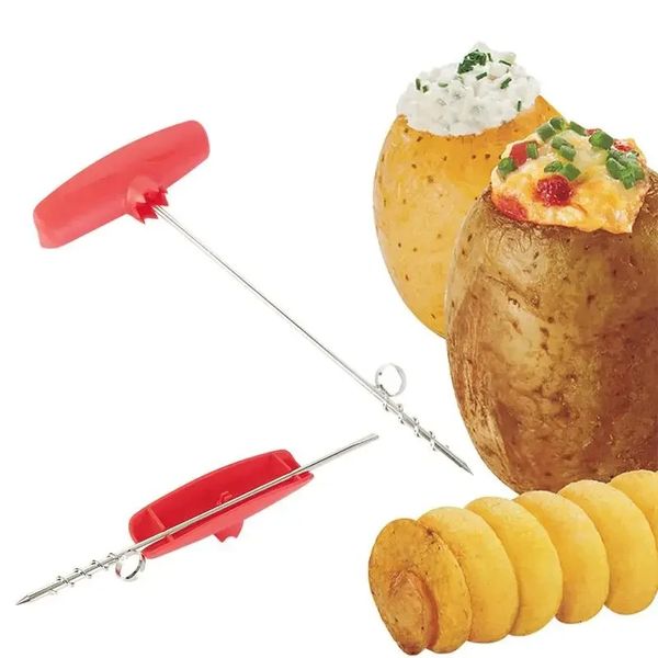 Vendita Affettatrice di patate creativa Vassoio rotante per patate Affettatrice a spirale Manico del coltello Tagliare il rotolo di patate Accessori da cucina Strumenti