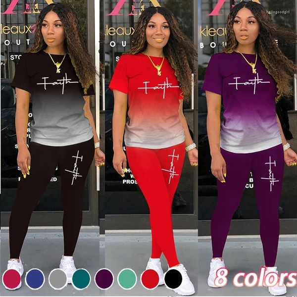 Frauen Zwei Stück Hosen Est Mode FAITH 2 Set Jogging Anzug Sommer Lässige Trainingsanzug Sportswear Weibliche Sexy Outfits