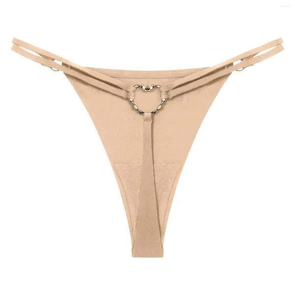 Damenhöschen, Metallkette, sexy Tangas, einfarbig, Damenunterwäsche, erotische Dessous, G-Strings, dünner Baumwoll-Schritt, weibliche nahtlose Slips